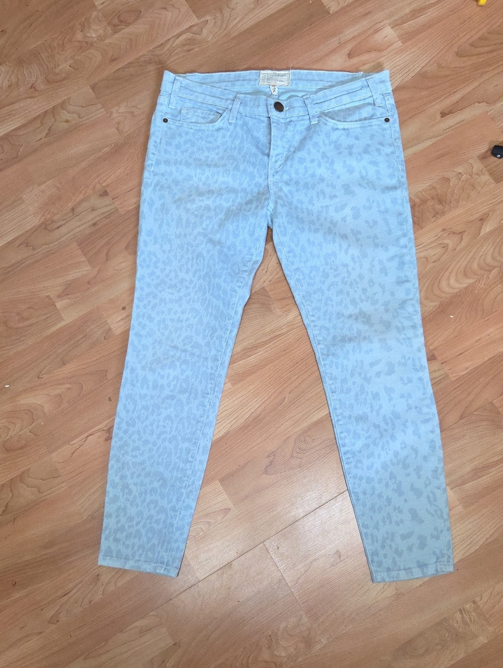 Current/Elliott Light Blue Leopard-Print Skinny Jeans